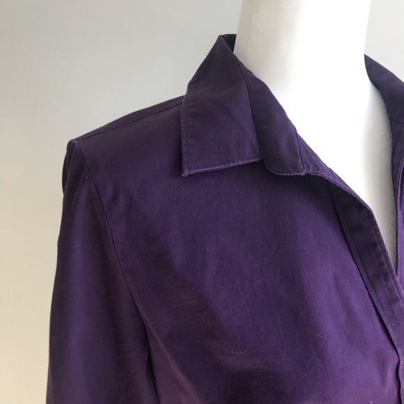 BANANA REPUBLIC Fitted Stretch Button Down, Purple Shirt, 3/4 Length Sleeves, LP - Picture 2 of 15